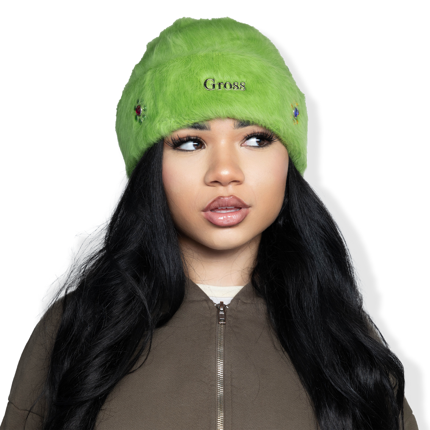 Gross™ Lime Frozen Flowers Fur Beanie