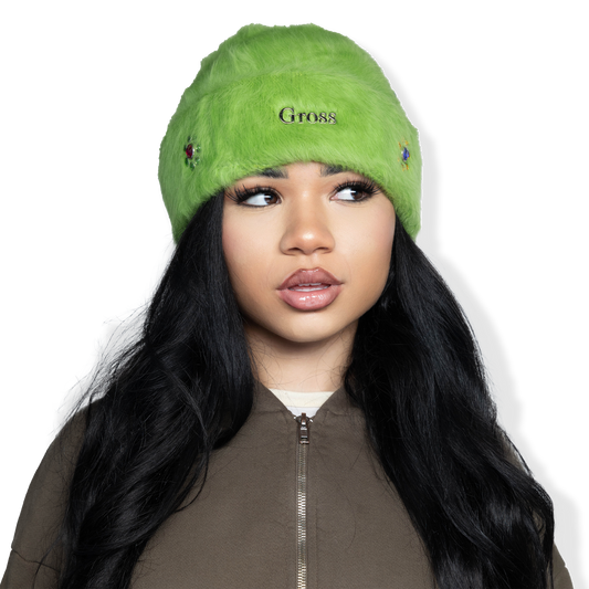 Gross™ Lime Frozen Flowers Fur Beanie