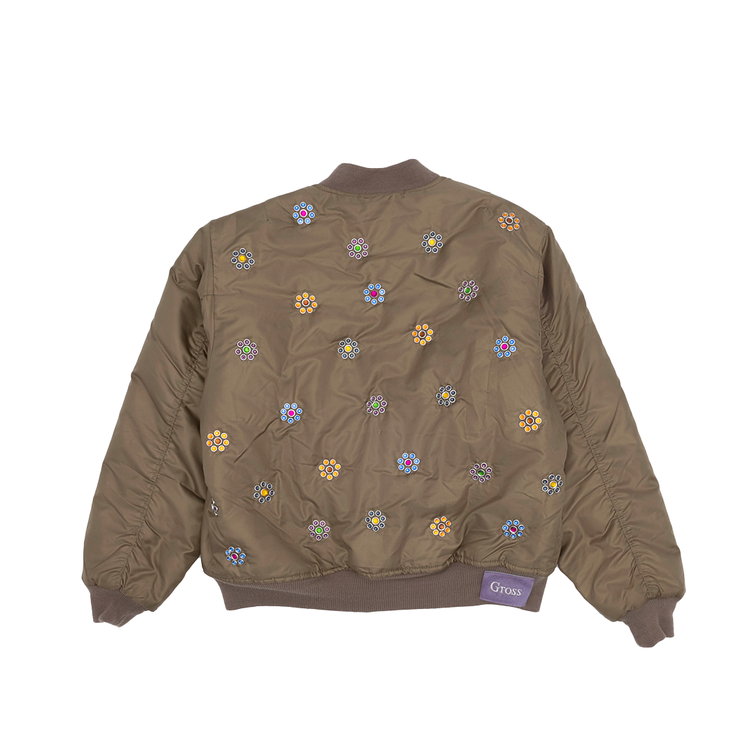 Gross™ Army Green Frozen Flowers MA-1 Bomber Jacket