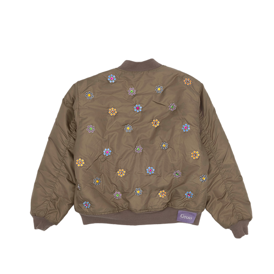 Gross™ Army Green Frozen Flowers MA-1 Bomber Jacket