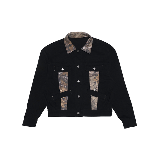 Gross™ Black Camo Studded Denim Jacket