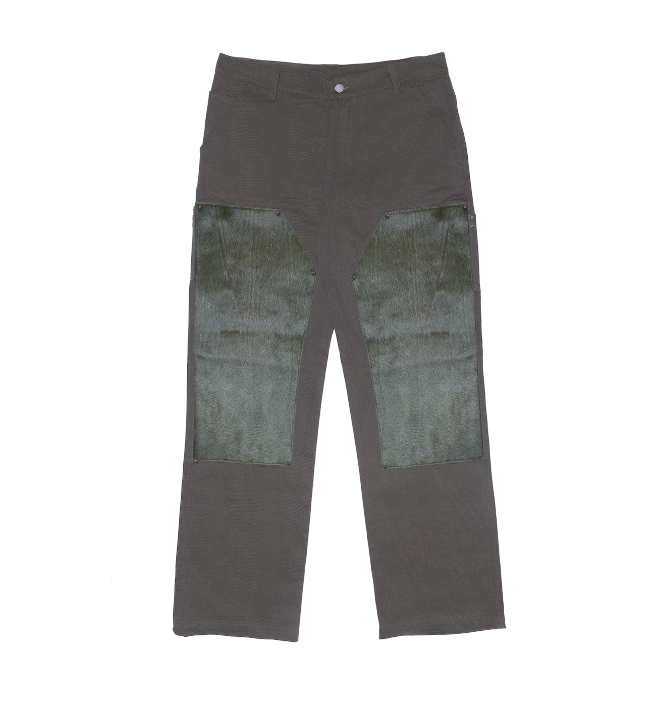 Gross™ Army Green Calf Hair Carpenter Pant