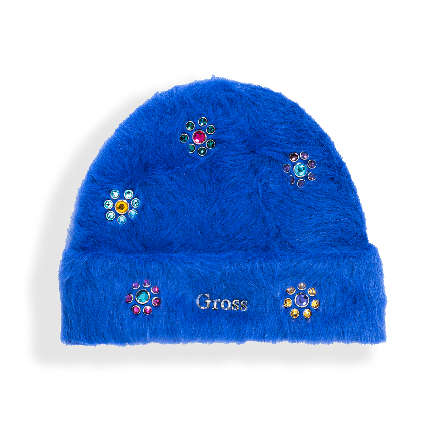 Gross™ Royal Blue Frozen Flowers Fur Beanie