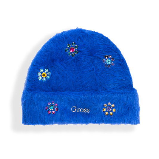 Gross™ Royal Blue Frozen Flowers Fur Beanie