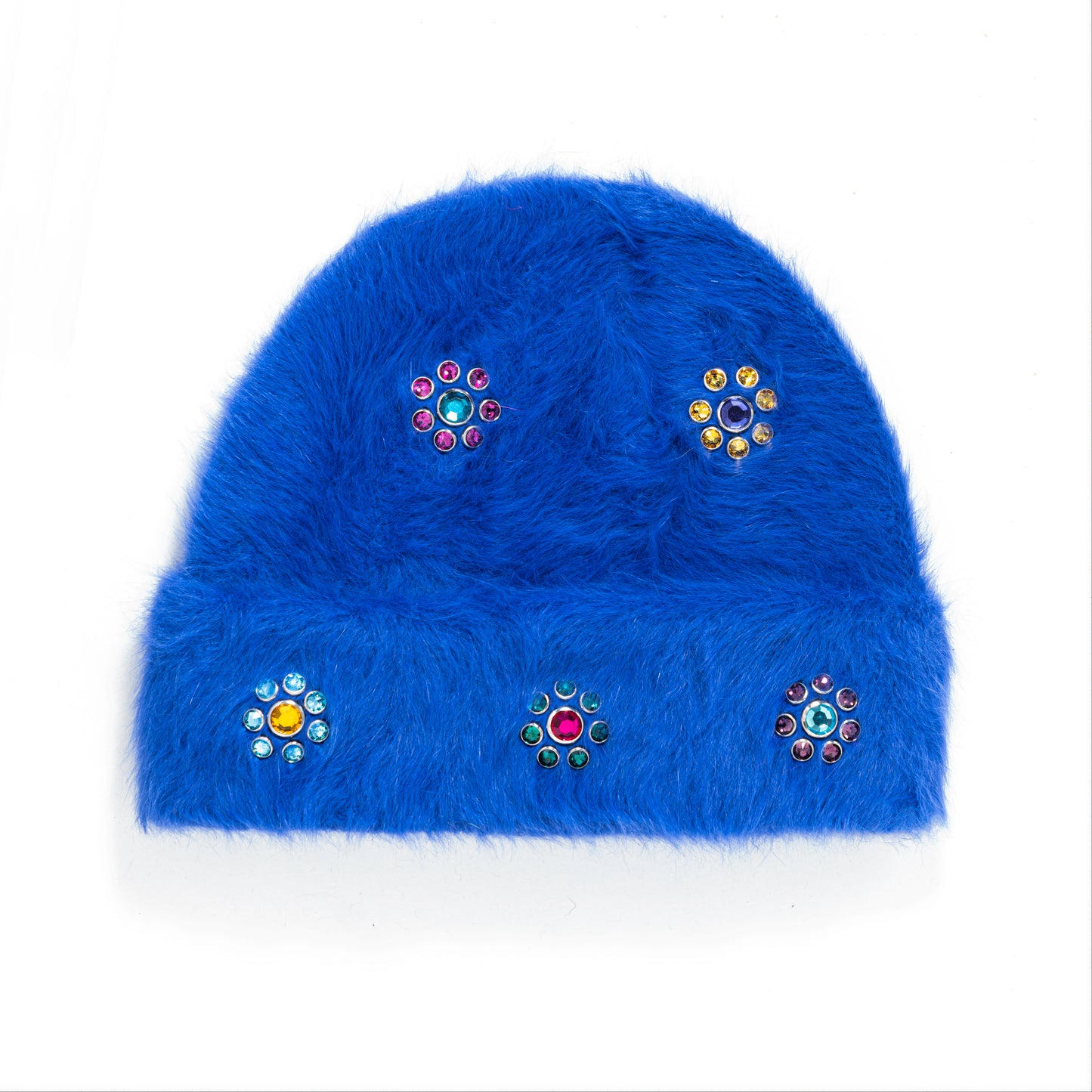 Gross™ Royal Blue Frozen Flowers Fur Beanie